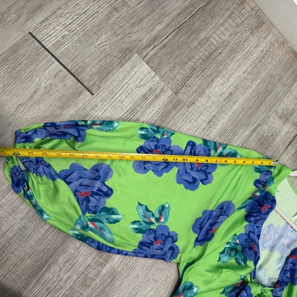 Free People Mini Dress Cassie Dress Lime Blue Size S Summer Dress - Picture 15 of 16
